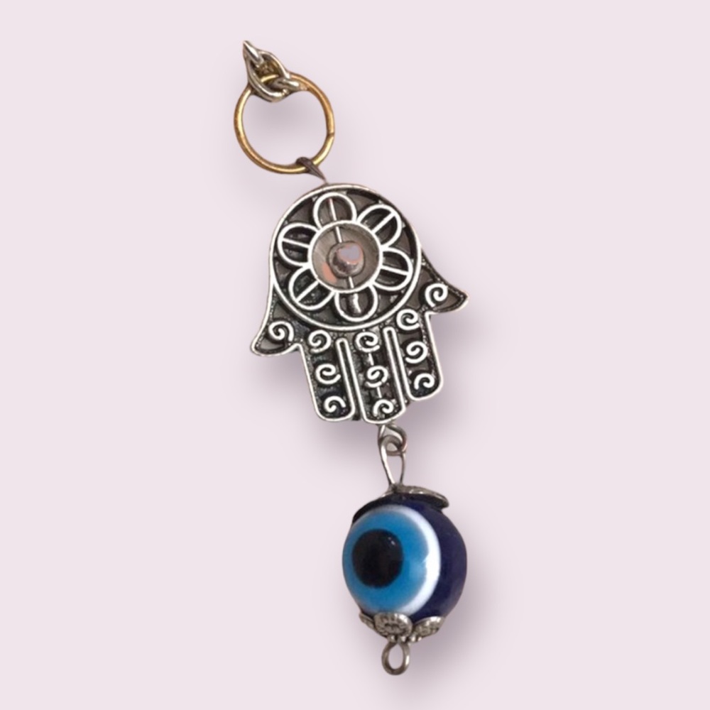Turkish eye and hand necklace charm